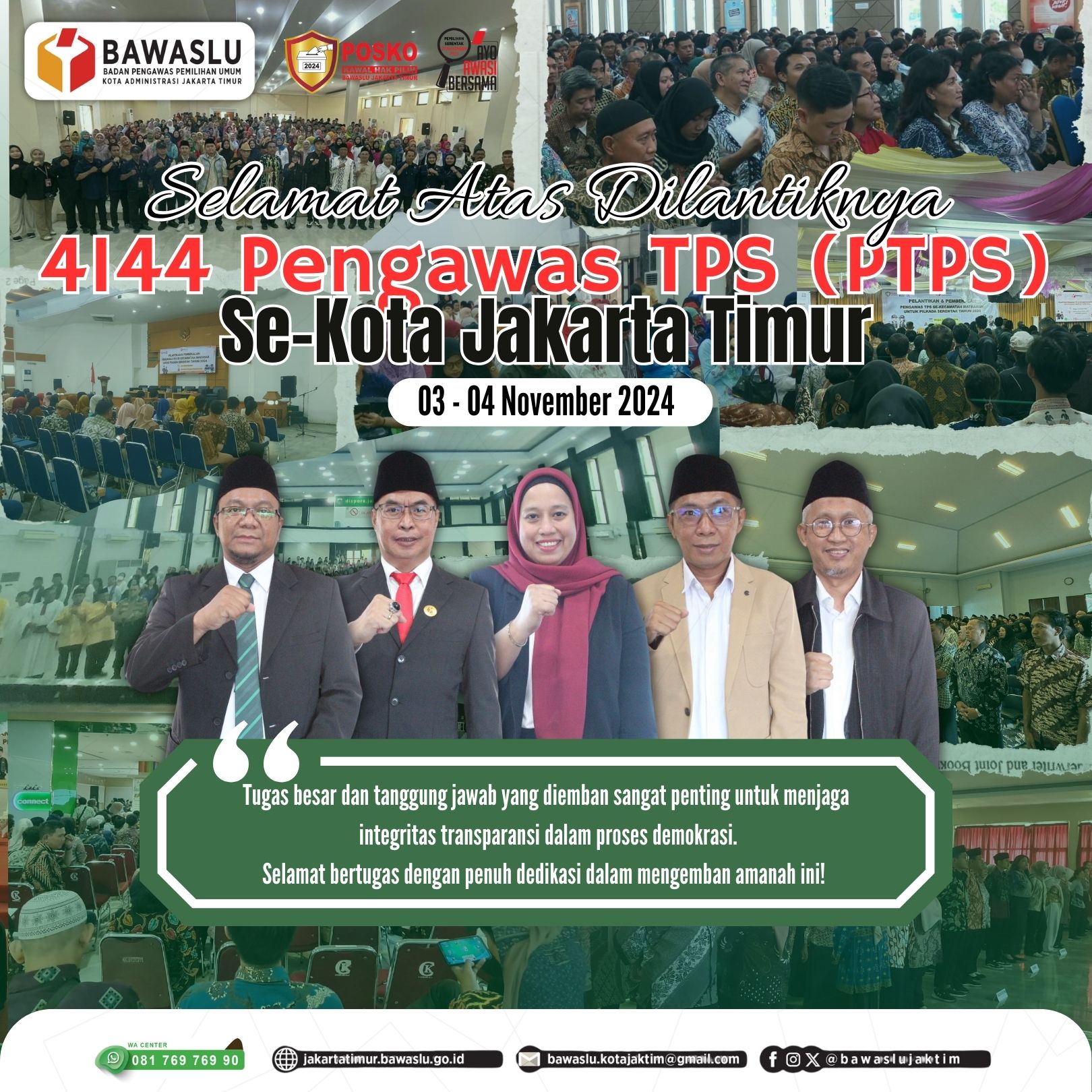 Bawaslu Kota Jakarta Timur Lantik 4.144 Pengawas TPS untuk Pilkada Serentak 2024